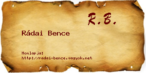 Rádai Bence névjegykártya